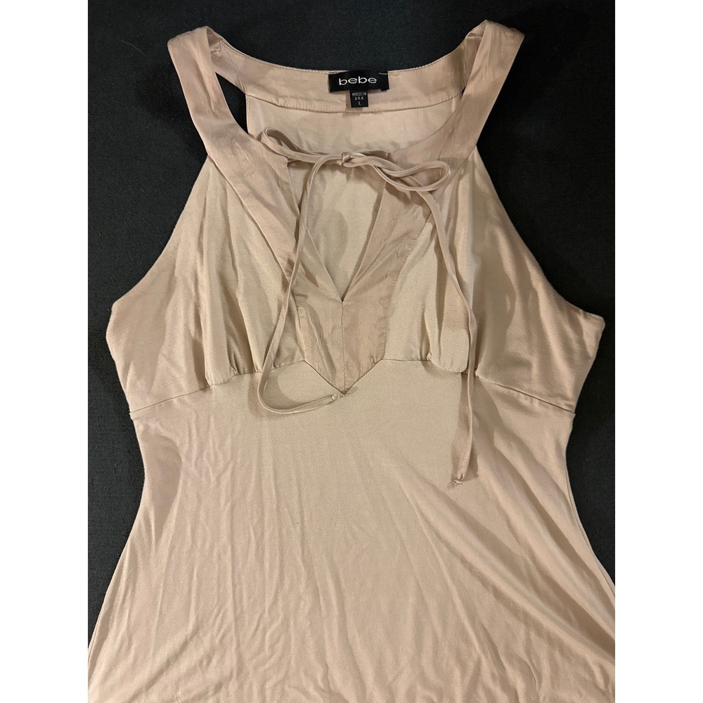 Bebe Nude Halter Tie Front Top Y2K Coquette Clubwear Festival Babydoll Large - Picture 2 of 3